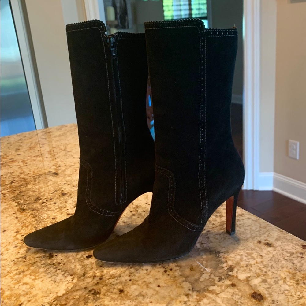 Christian Louboutin Black Suede Boots 7.5